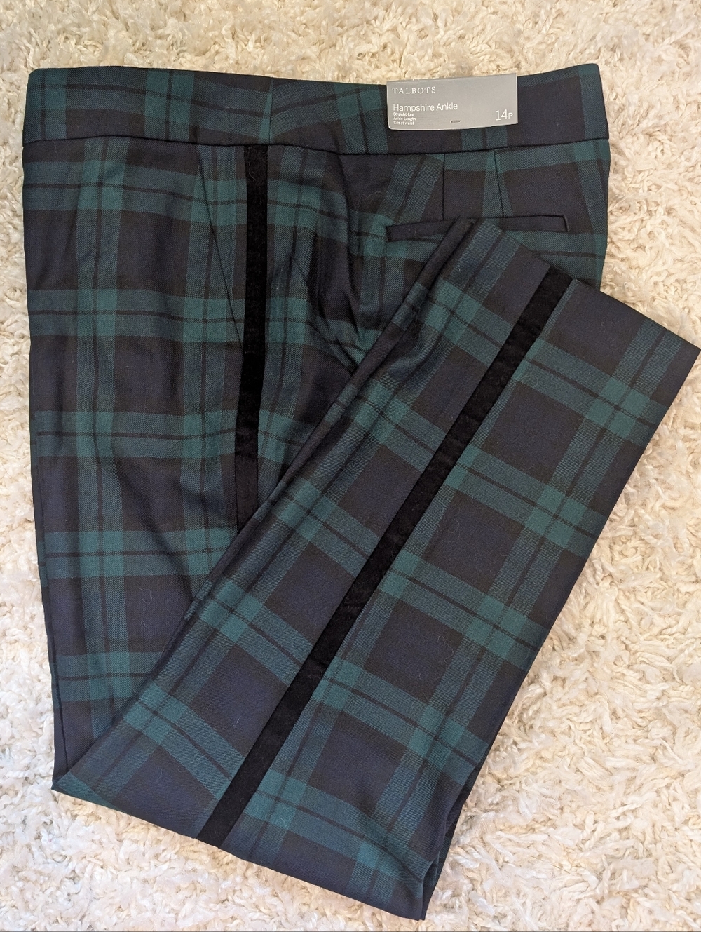 NWT, Talbots Hampshire Ankle Pants, Plaid, 14P
